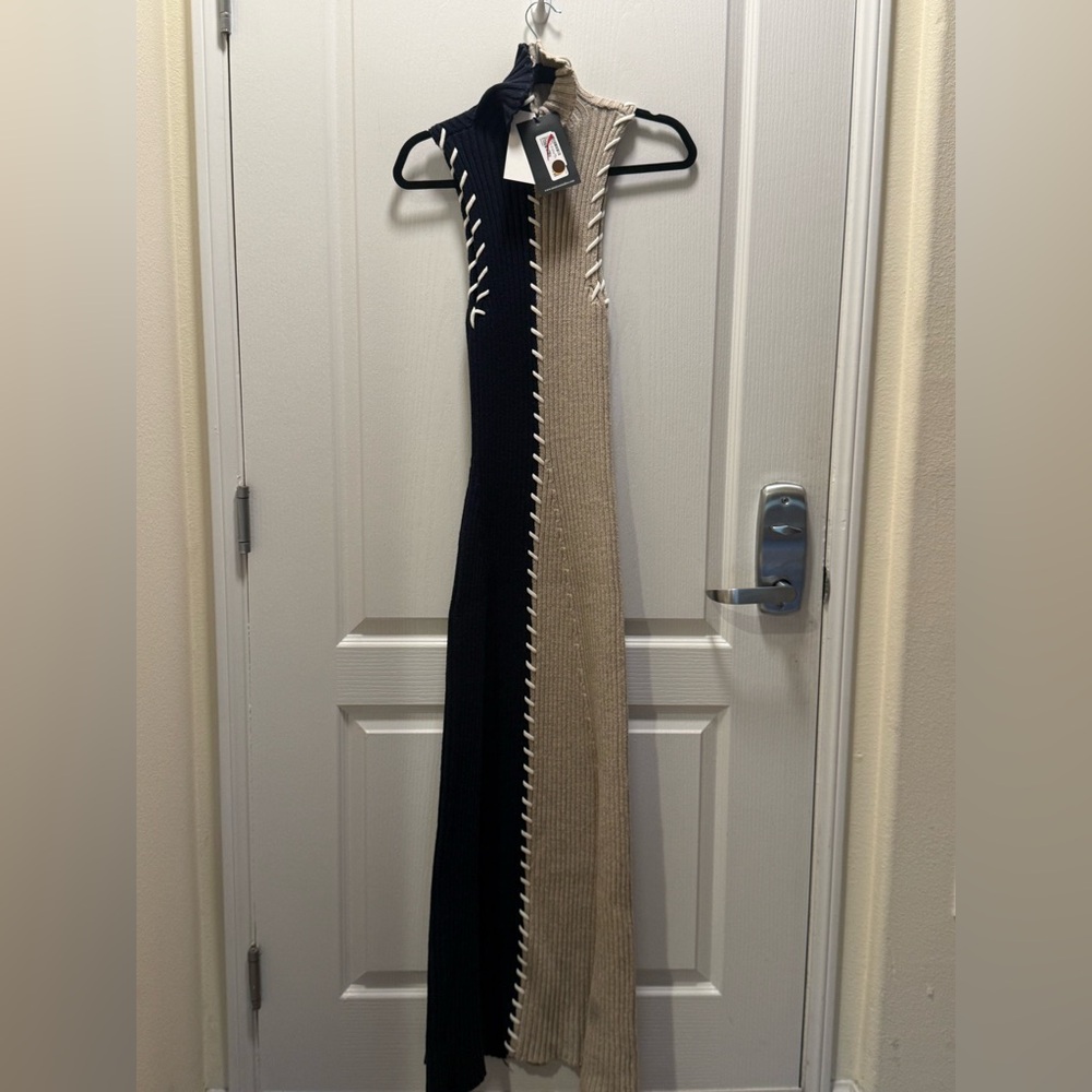 EN SAISON GWENDOLYN MAXI KNIT DRESS Two-Tone Rib Knit Dress Size S NWT - Picture 5 of 8